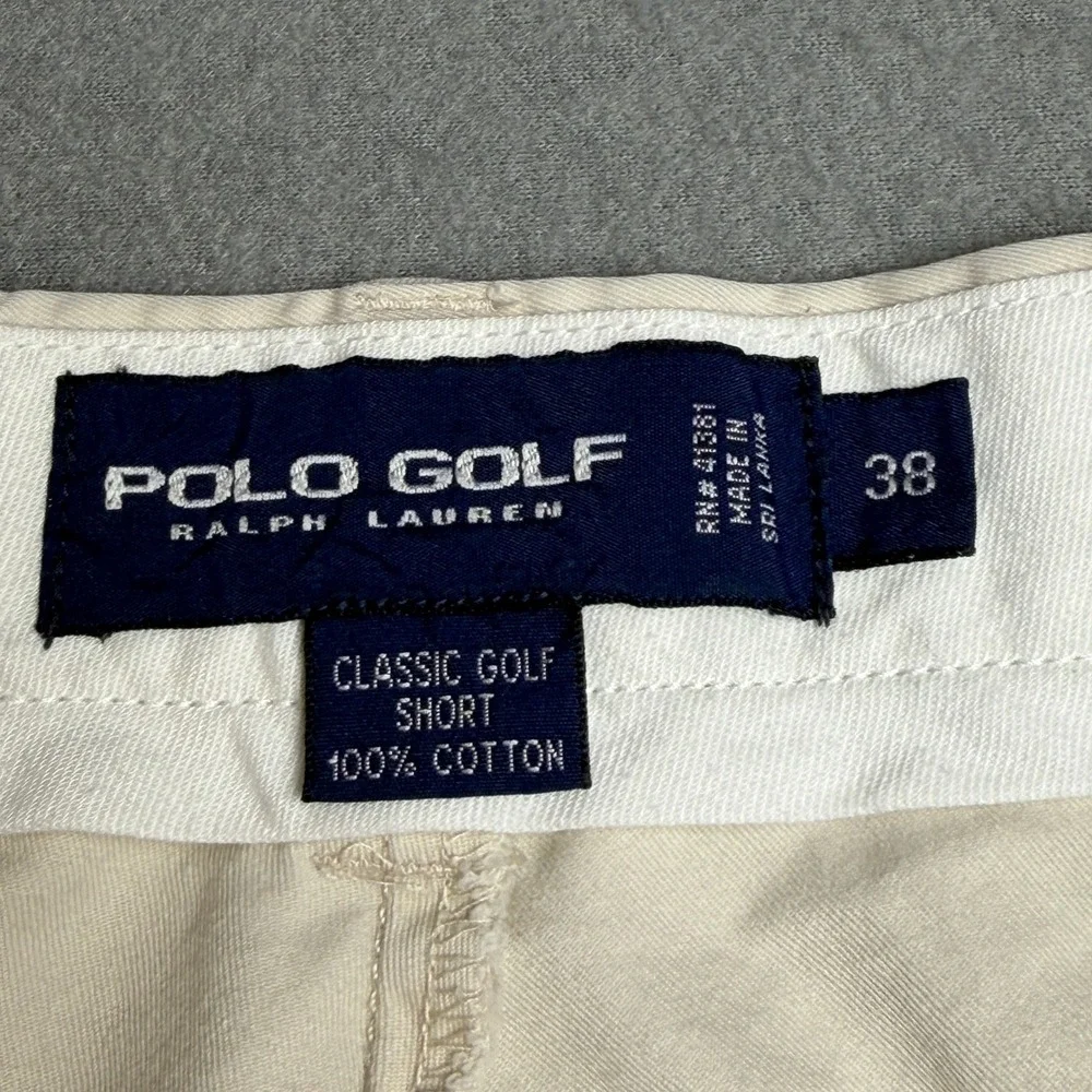 Polo Golf Ralph Lauren Mens 38 Classic Golf Short Beige Pleated Cotton Twill